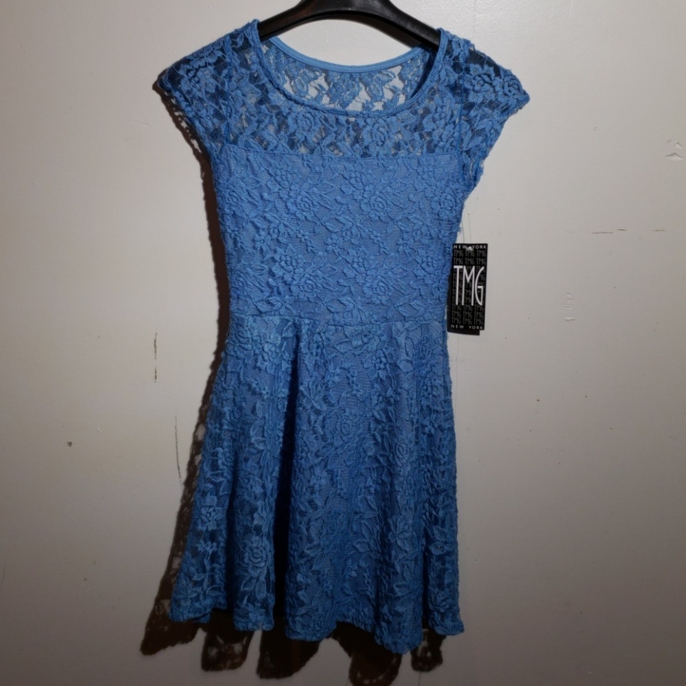 NWT TMG New York blue lace a-line dress size XS